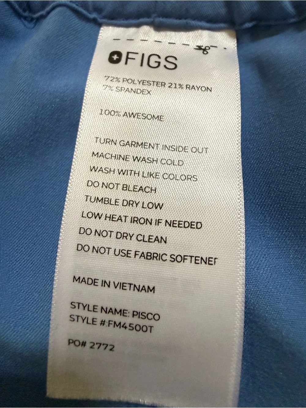 Figs Pisco Basic Scrub Uniform Pants Mens Blue SZ XL T 36 X 34.5
